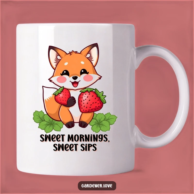 Funny Kawaii Fox Mug, Sweet Harvest Gift for Berry Lovers