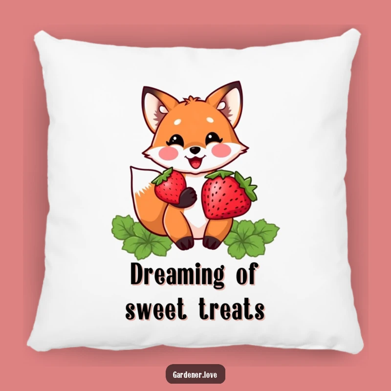 Soft Funny Kawaii Fox Pillow, Cozy Berry Accent Gift