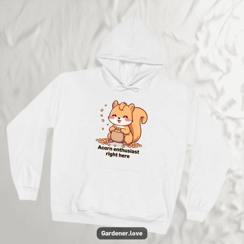 Funny Kawaii Squirrel Hoodie: A charming hoodie with a happy squirrel illustration, scattering seeds with a sweet, joyful expression for ultimate comfort.
