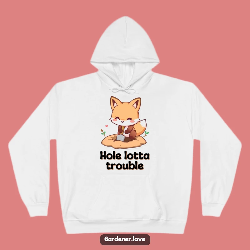 Funny Kawaii Fox Digging Hoodie - Cozy & Humorous Garden Sweatshirt