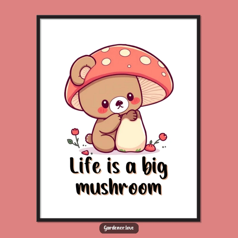Free Printable Kawaii Bear Mushroom Art: Funny Downloadable Enchanted Decor