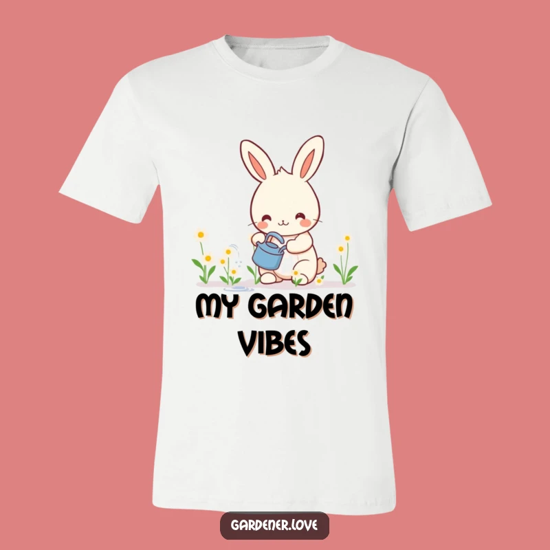 Funny Kawaii Rabbit Gardening T-Shirt, Cheerful Plant Lover Gift
