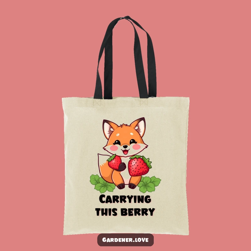 Funny Kawaii Fox Berry Tote Bag, Stylish Harvest Accessory Gift